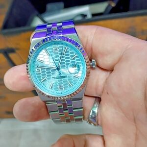 Silver and Blue Watch